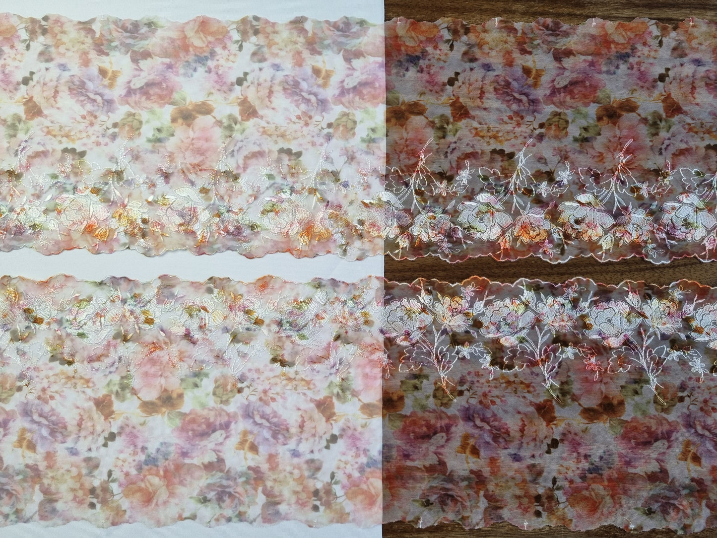 Tule kant met vintage rozenprint