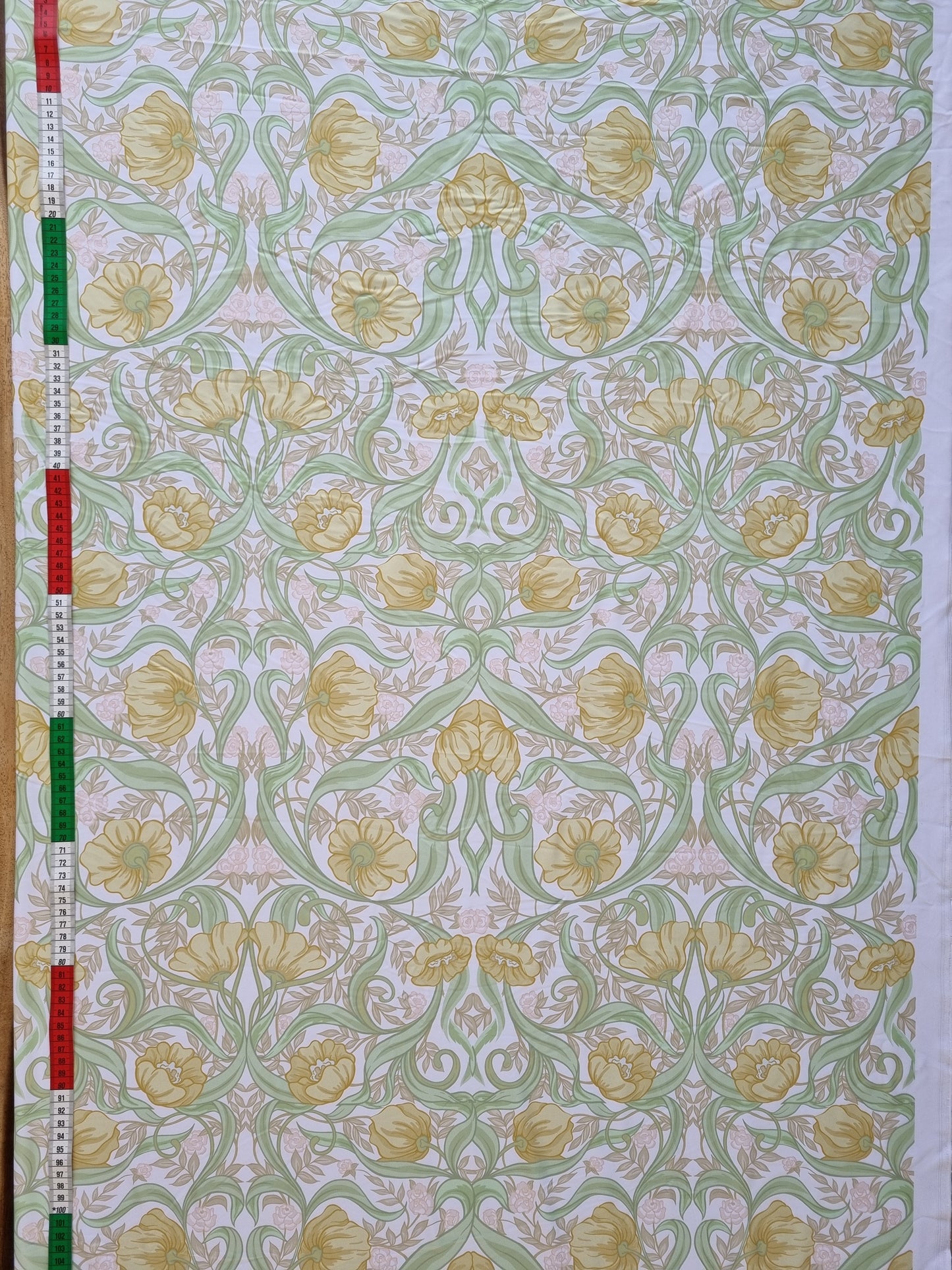 Zwem (en lingerie) lycra: Wit met gele, gespiegelde bloemenprint
