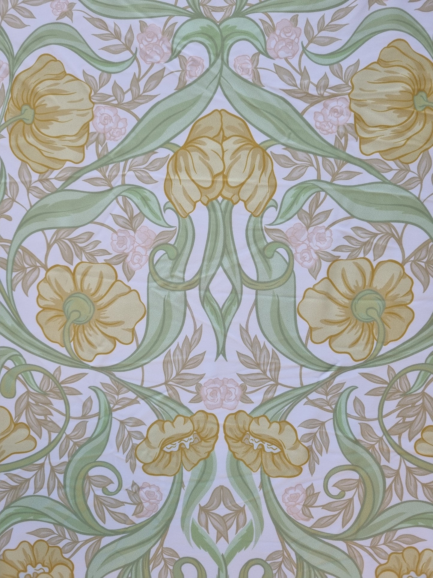Zwem (en lingerie) lycra: Wit met gele, gespiegelde bloemenprint
