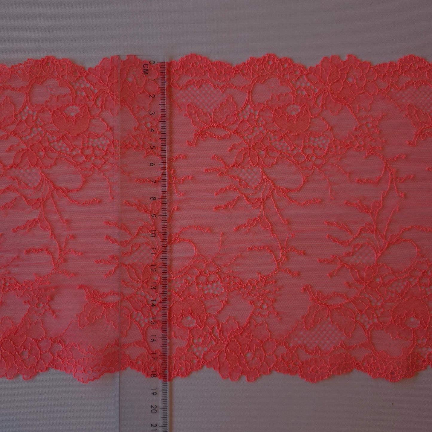 2026-3 fluor koraal roze stretchkant