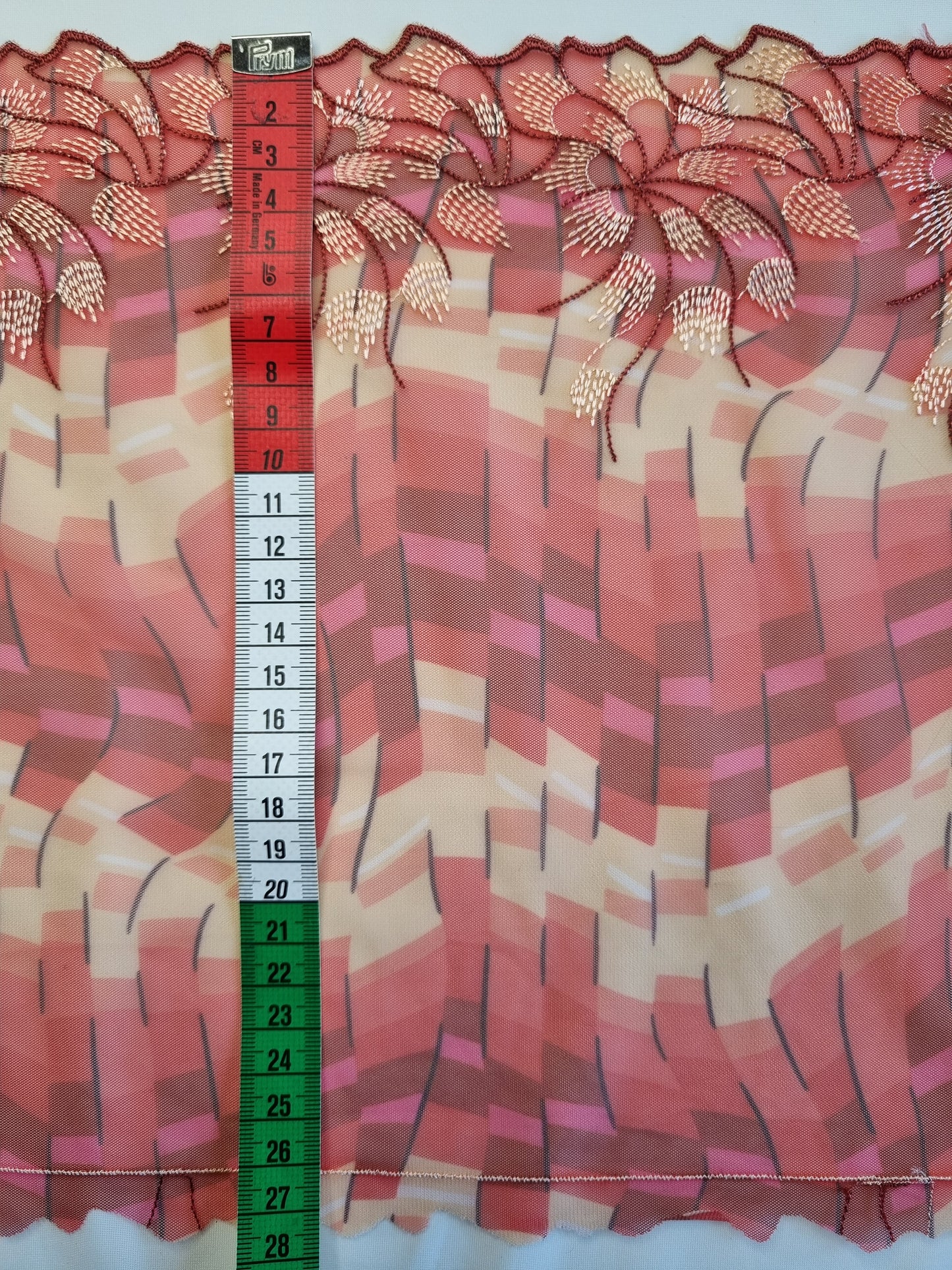 Retro tule kant met print en borduursel