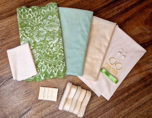 Lingerie kit "Forest fairy" voor de Willow soft cup bh en slip (ook perfect voor andere patronen)