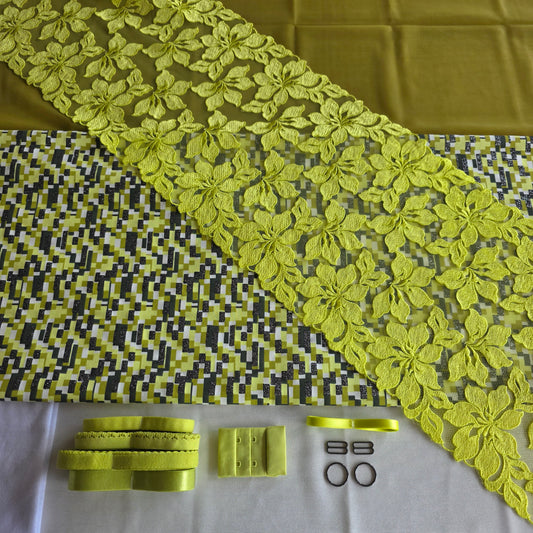Lingerie kit "Lime Glitch" met katoenjersey